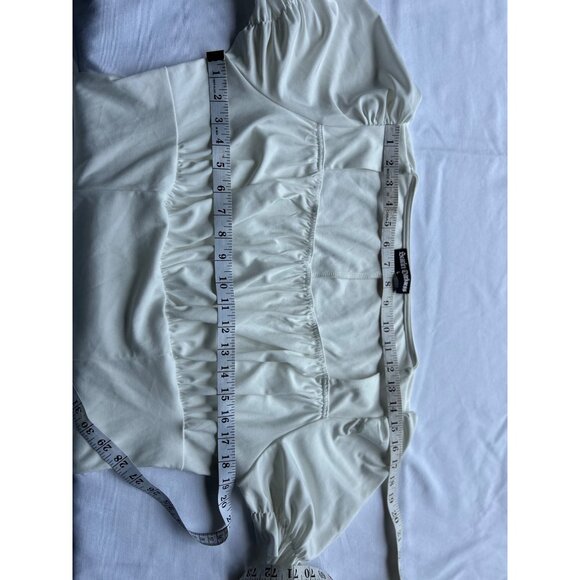 Womens  Sz L White Milkmaid Top Puff Sleeves Cottagecore Peasant Top - Picture 5 of 6